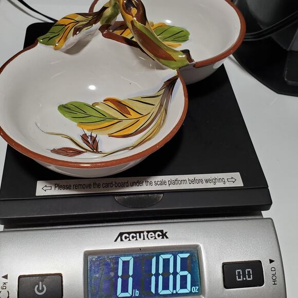 Painted Ceramic Double Serving Dish Divided Bowl Snacks Nuts Dips Italy - Picture 16 of 16